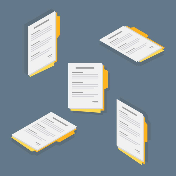 Document, Documents contractuels, Rapport, Accord, Isométrique, Vecteur, Icône plate
 - Vecteur, image