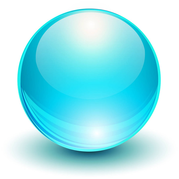 Glass blue ball, 3D icon - Vector, afbeelding