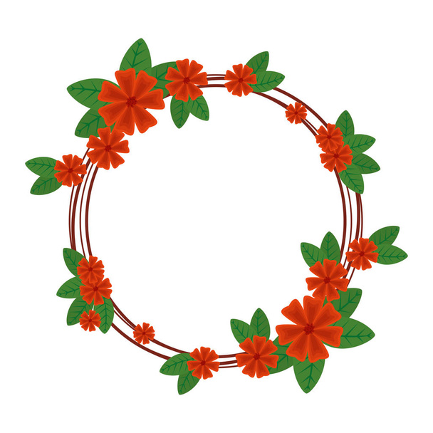 circular floral decoration icon - Διάνυσμα, εικόνα