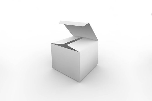 Papel en blanco o caja de cartón simulan aislado sobre fondo blanco.Representación 3D
 - Foto, Imagen