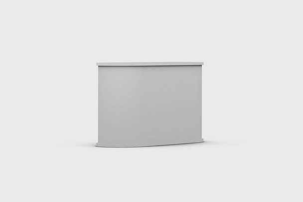 Exhibición en blanco del stand de la feria sobre fondo gris suave.Mock up.3D rendering
 - Foto, Imagen