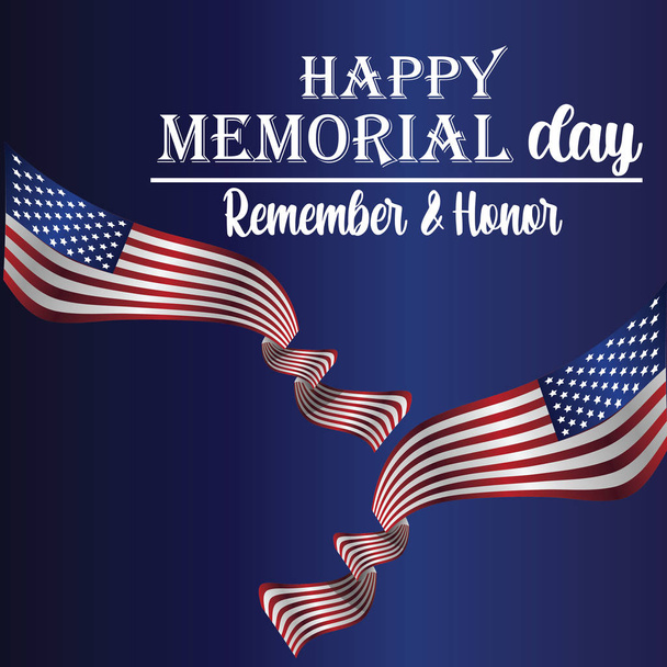 Memorial Day - Remember and honor with USA flag, Vector illustration. - Vector - Vector, Image