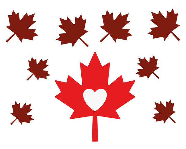 Maple Leaf hart en Canada symbool ontwerp - Vector, afbeelding