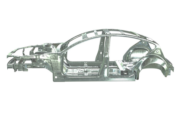Representación 3D del marco metálico de la carrocería del coche aislado en blanco
 - Foto, imagen