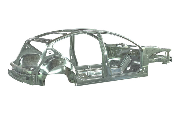 3D render van metalen carrosserie frame geïsoleerd op wit - Foto, afbeelding