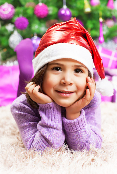 Happy little girl in Christmas eve - Photo, Image