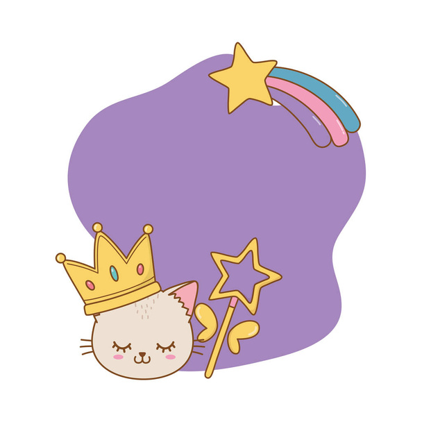 кіт з короною і рамкою палички
 - Вектор, зображення