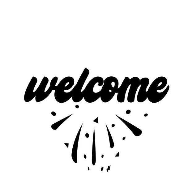 Belettering Hello Welcome schreef door Brush. Hallo Welkom kalligrafie. -Vector - Vector, afbeelding