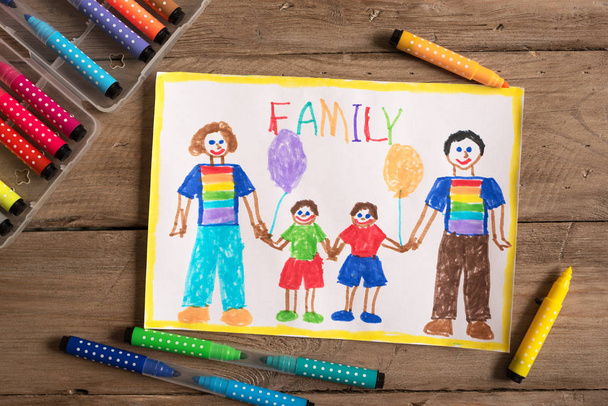 LGBT family drawing - Foto, immagini