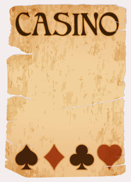 Casino  vintage banner  with poker cards elements, vector illustration - Vecteur, image