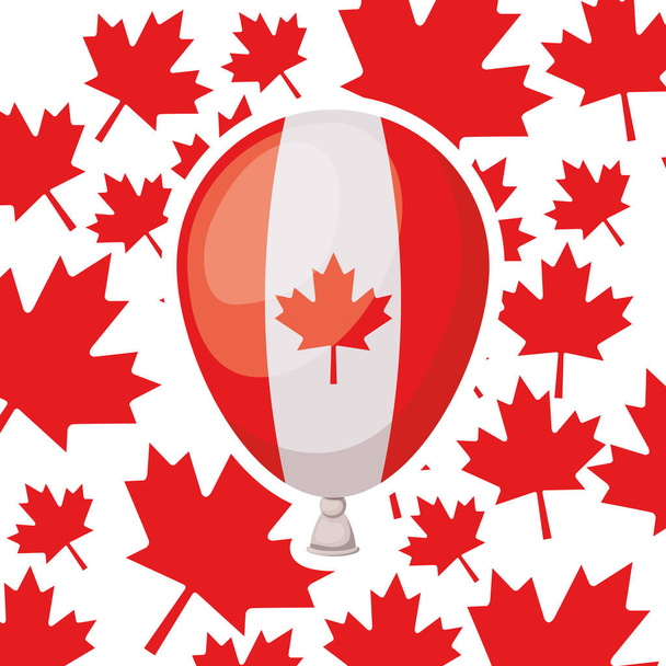 Maple leaf balloon and canada symbol design - Vector, Image