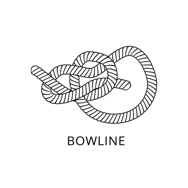 Bowline knot - marine nautical rope string tied and twisted into complex loop - Vector, Image