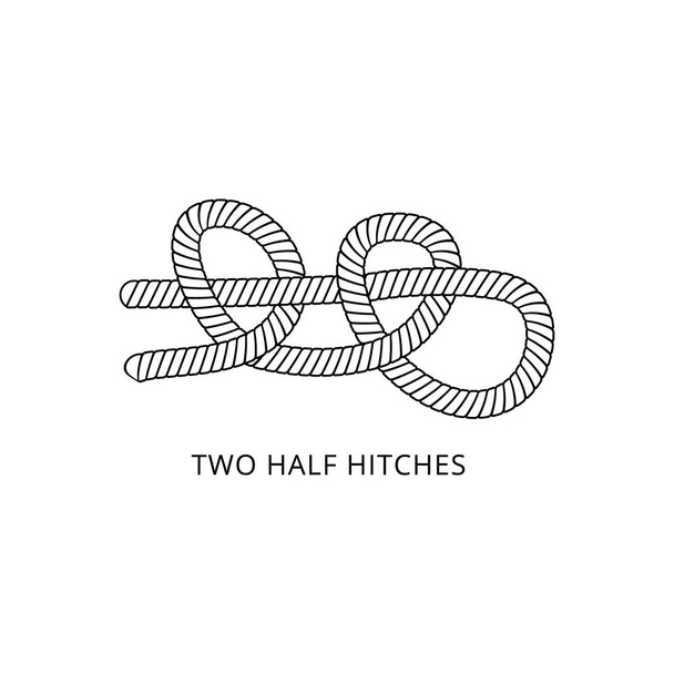 Two half hitches - nautical knot with rope tied into double bend loop - Vector, Image