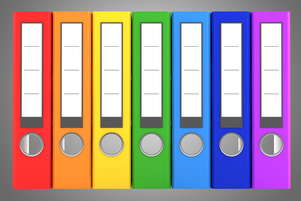 rainbow color file folders isolated on gray background - Photo, Image