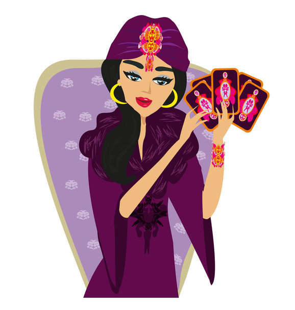 Fortune teller forecasting with cards - Vector, Imagen