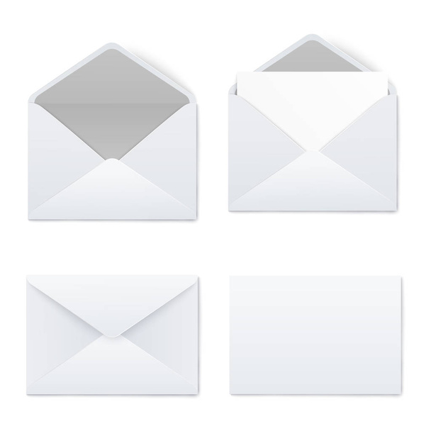 Mockups set of white opened and closed blank envelopes realistic style - Vecteur, image