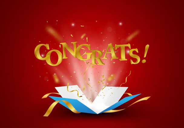 Ilustração vetorial de banner de parabéns com confete de ouro
 - Vetor, Imagem