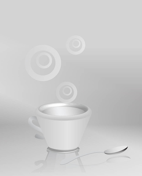 cup and spoon of coffee with smoke , Idea concept. vector illustration - Vektor, obrázek