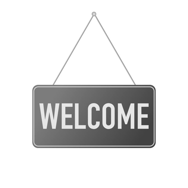 door hanging sign welcome on white background - Vector, Image