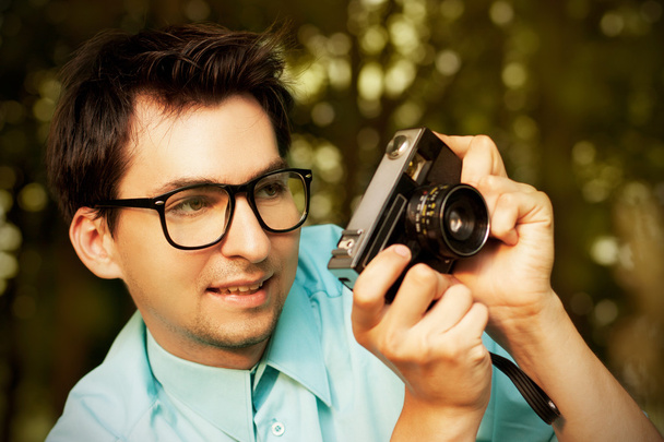 Hipster Man Taking a Photo - Photo, Image