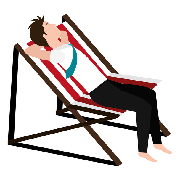 businessman relaxed in beach chair - Vector, Image