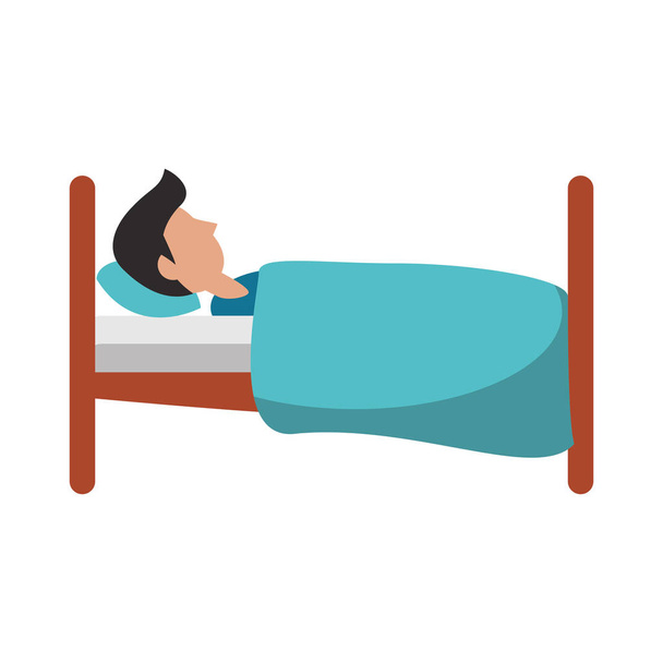 Άντρας που κοιμάται στο κρεβάτι, κινούμενα σχέδια - Διάνυσμα, εικόνα