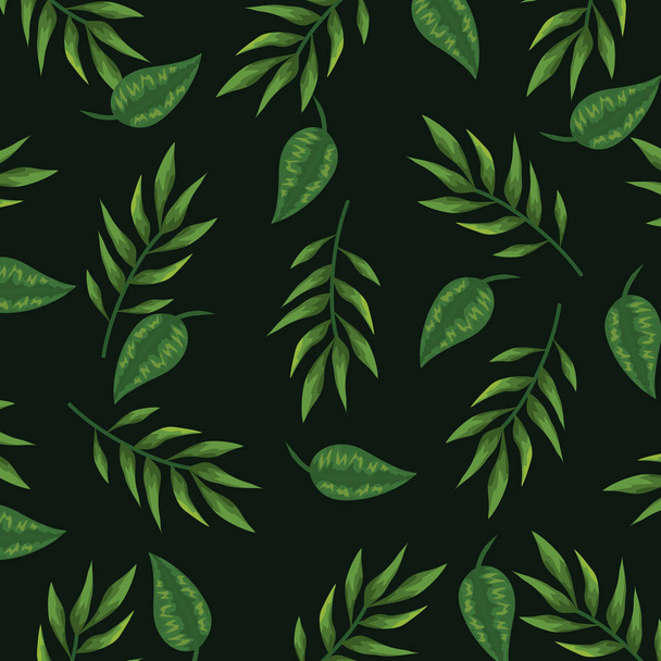 nature leaves with branches plants background - Vector, Image