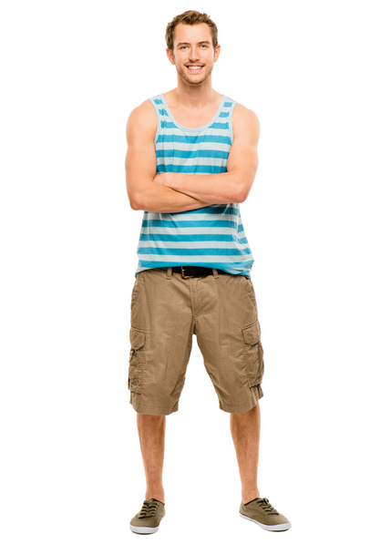 Full length attractive young man in casual clothing white backgr - Photo, image