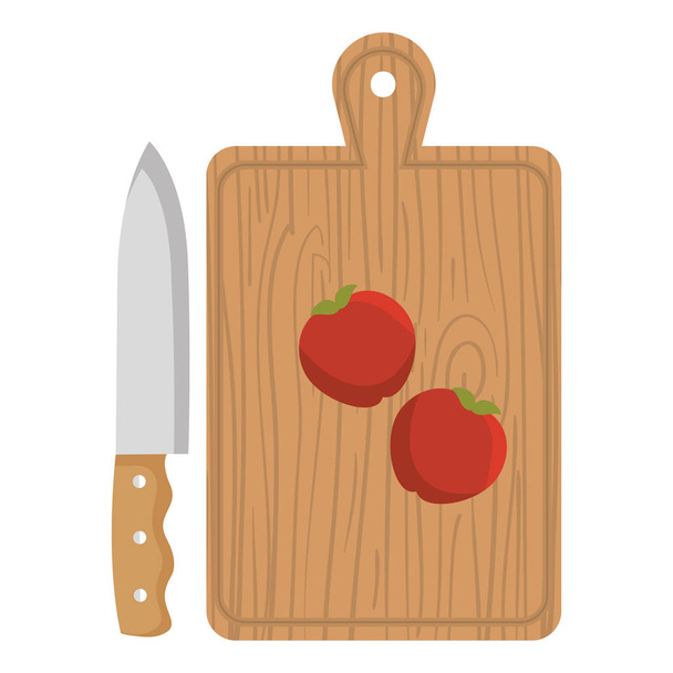 tablero de cocina de madera con cuchillo
 - Vector, imagen