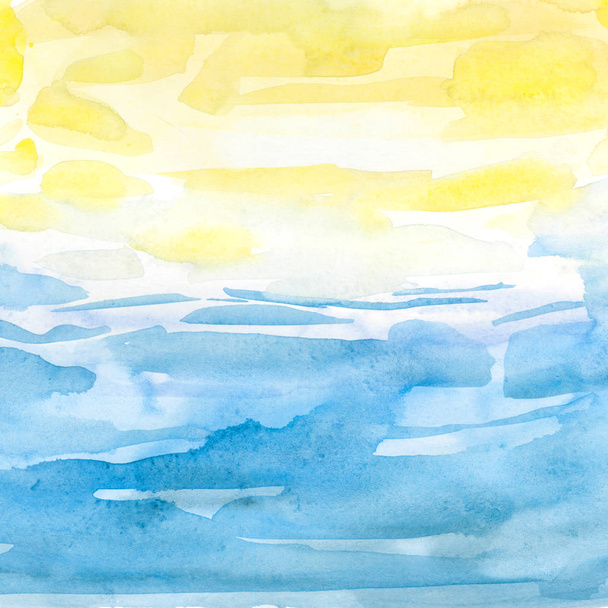 watercolor summer background. Sea, nautical, sand, texture bech - Фото, зображення