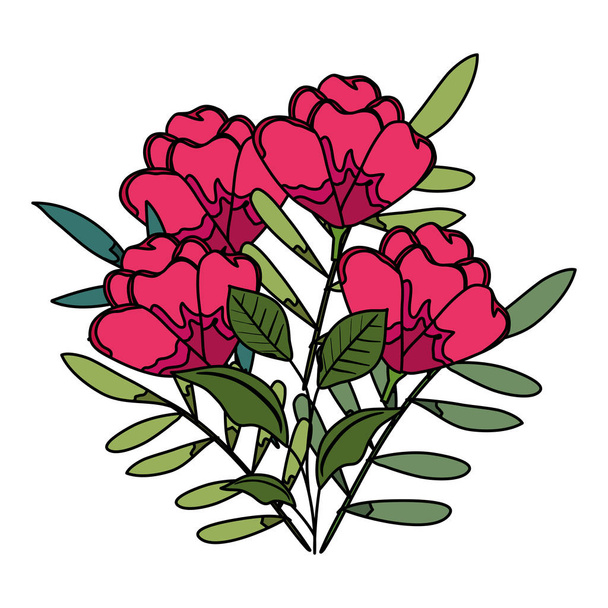 красивые цветы и листочки украшения
 - Вектор,изображение