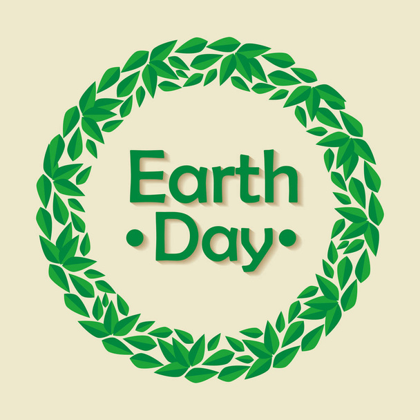 ecology label with leaves to earth day - Vector, imagen
