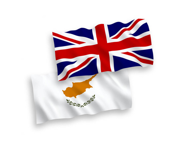 Nagy-Britannia és Ciprus zászlói fehér alapon - Vektor, kép