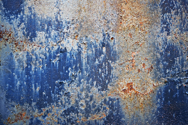 Blue Paint Corroded Metal - Photo, Image