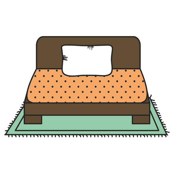 cama de madera icono de los muebles
 - Vector, Imagen