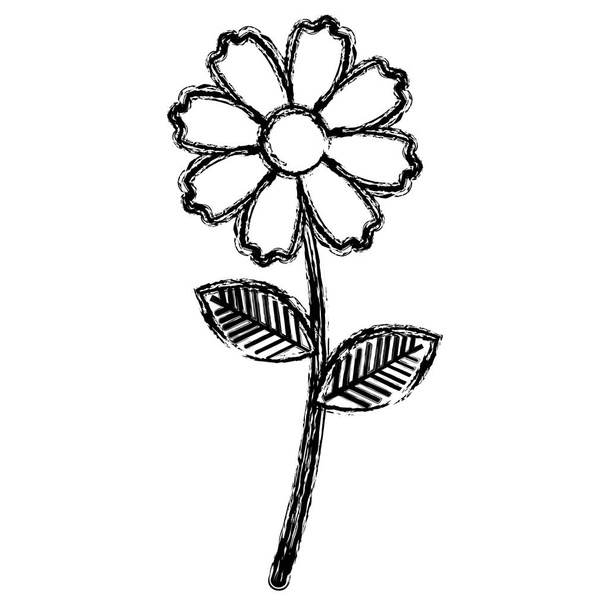 çiçek ve yapraklar dekoratif simgesi - Vektör, Görsel