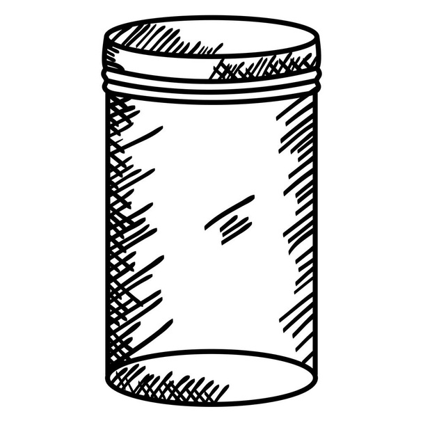 mason jar glass with lid drawing - Vector, Image