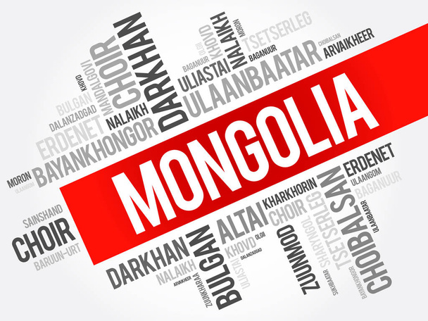 Seznam měst v Mongolsku - Vektor, obrázek
