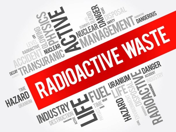 Radioaktivní odpad slovo cloud koláž - Vektor, obrázek