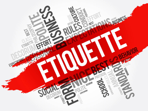 Etiquette word cloud collage - Vector, afbeelding