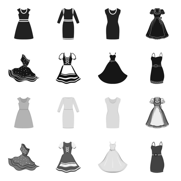 Vector design of dress and clothes icon. Collection of dress and evening stock symbol for web. - Vecteur, image