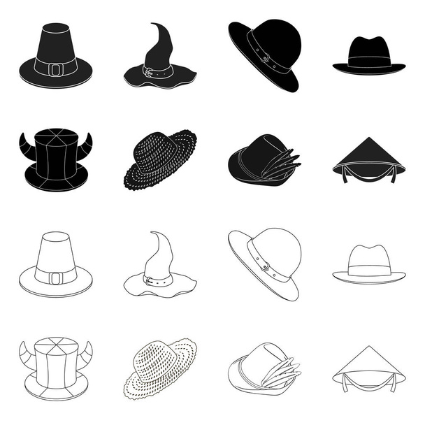 Vector illustration of hat and cap symbol. Set of hat and model stock vector illustration. - Vector, imagen