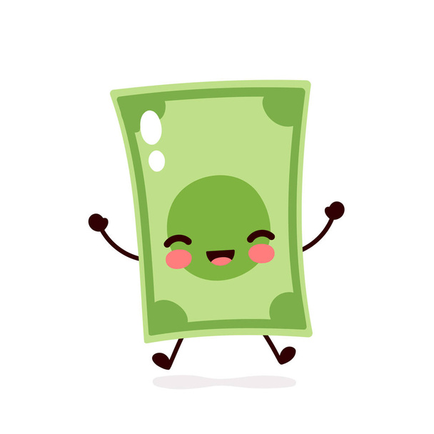 Cute happy money banknote jump - Вектор, зображення