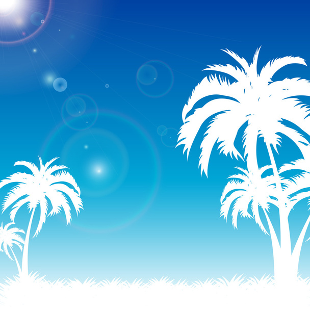 Mavi palm beach yaz tanıtımı - Vektör, Görsel