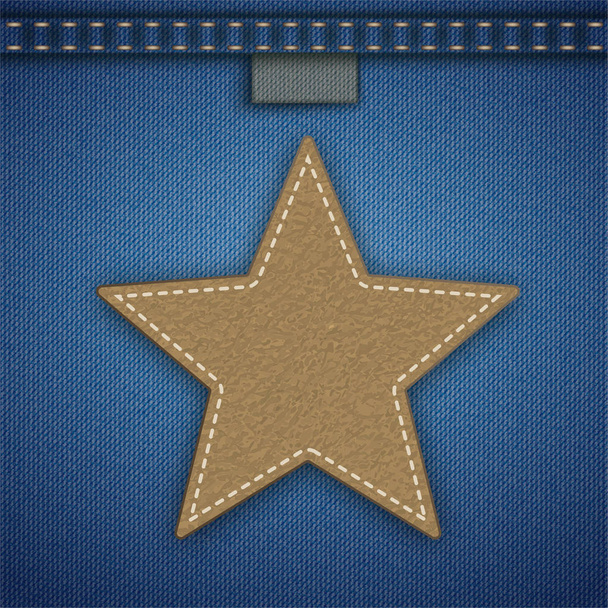Jeans Ribbon Leather Star Seam - Вектор,изображение