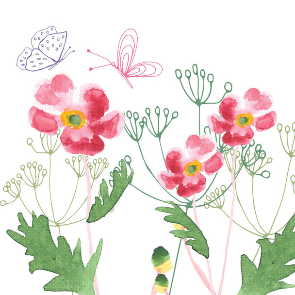 Hand Painted Wildflower floral pattern - Foto, Imagen