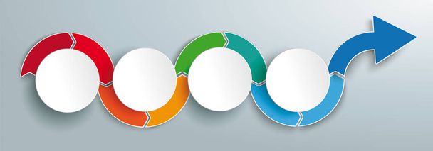 4 Circles Wave Infographic Header PiAd - Vector, Image