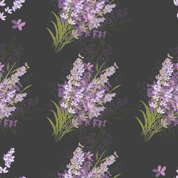 Seamless vector floral pattern with lavender flowers - Διάνυσμα, εικόνα