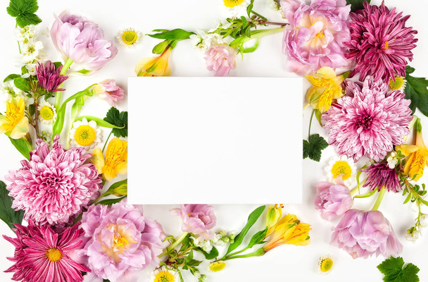 Beautiful pink flowers on white background.  - Фото, изображение