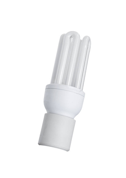 Lâmpada fluorescente compacta isolada em fundo branco
 - Foto, Imagem